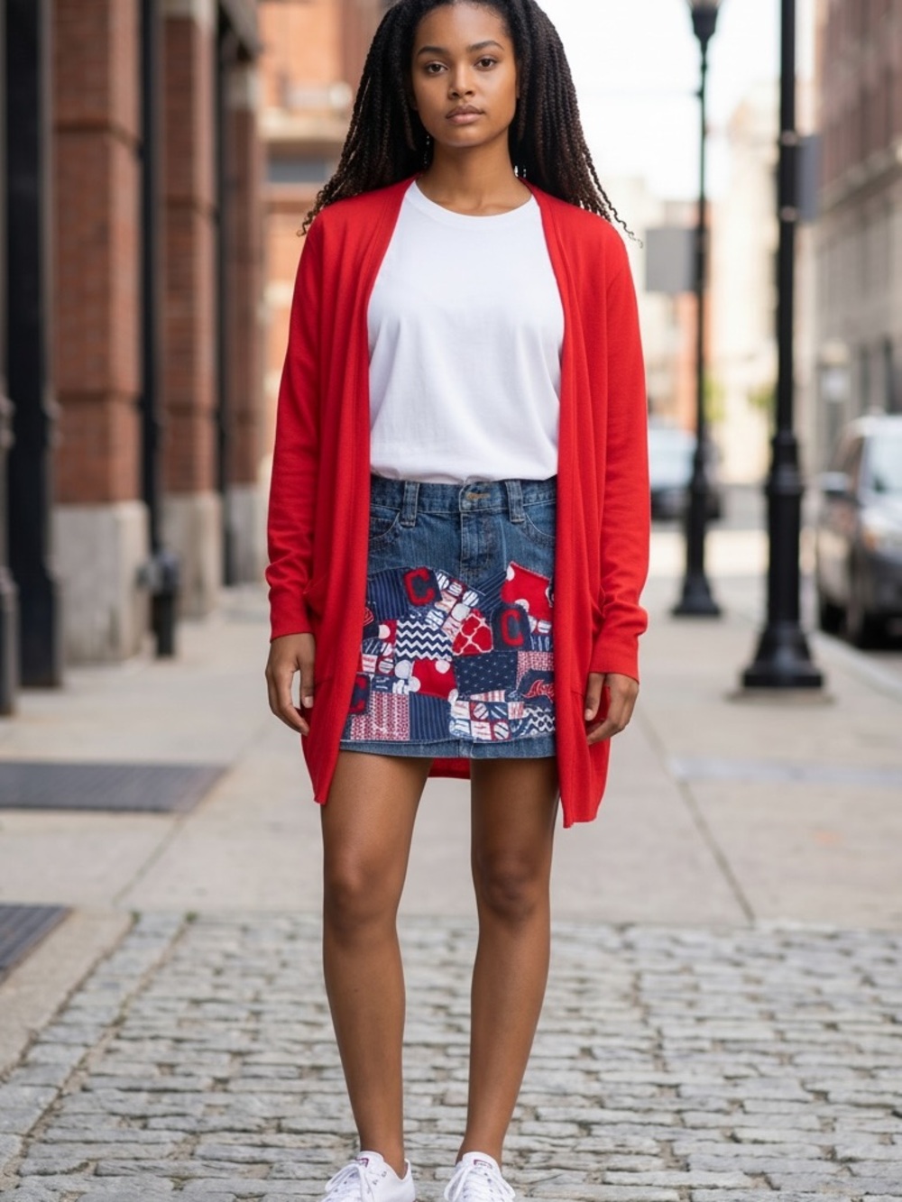 Girls Custom Made Distressed Denim Major League Baseball (MLB) Skirt♥️🤍💙